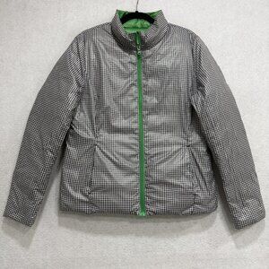 Lauren Ralph Lauren Jacket Womens Medium Green Reversible Down Puffer Check